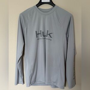 Huk Gray Performance Long Sleeve Shirt, Size S